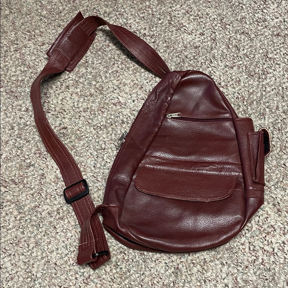 Vintage leather crossbody Brown adjustable Sling strap Bag